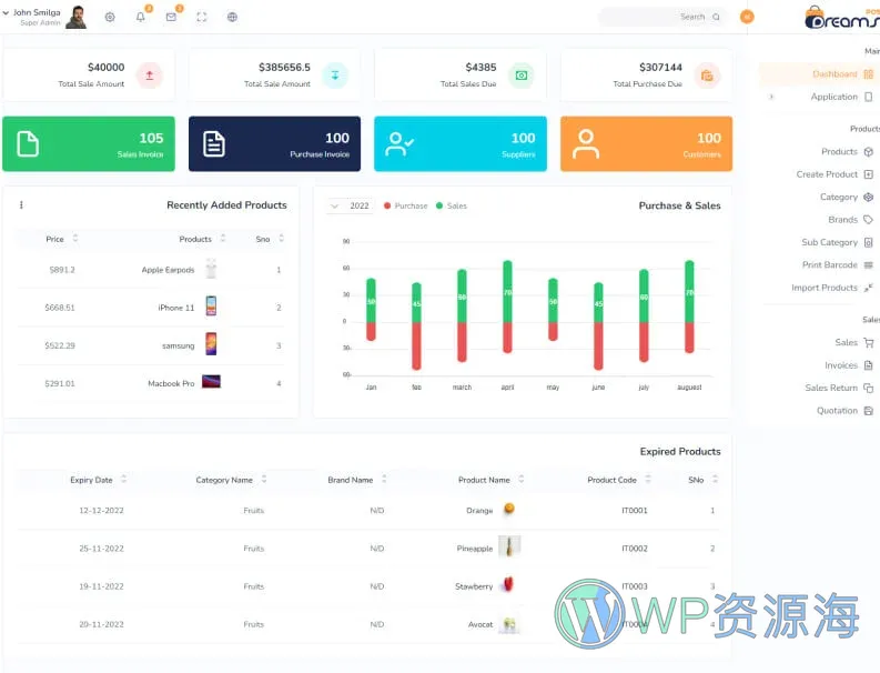 DreamsPOS-POS管理/进销存/CRM 9合1前端精品模板插图5-WP资源海