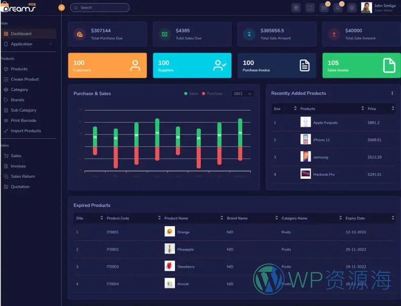 DreamsPOS-POS管理/进销存/CRM 9合1前端精品模板插图8-WP资源海