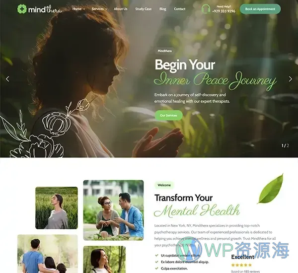 Mindthera-心理咨询心理学网站模板WordPress主题插图2-WP资源海