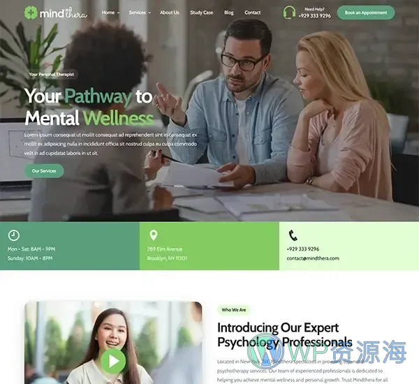 Mindthera-心理咨询心理学网站模板WordPress主题插图3-WP资源海