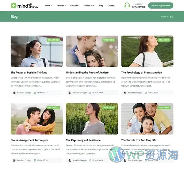 Mindthera-心理咨询心理学网站模板WordPress主题插图10-WP资源海
