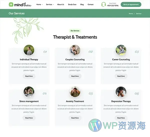 Mindthera-心理咨询心理学网站模板WordPress主题插图15-WP资源海