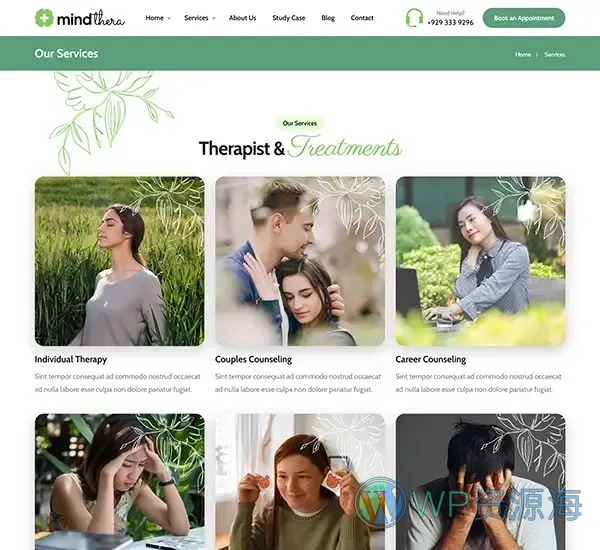 Mindthera-心理咨询心理学网站模板WordPress主题插图16-WP资源海