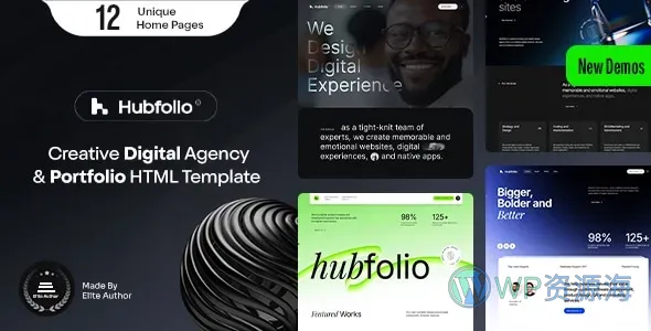 Hubfolio-数字机构设计公司HTML5网站模板插图-WP资源海 Hubfolio-数字机构设计公司HTML5网站模板插图-WP资源海