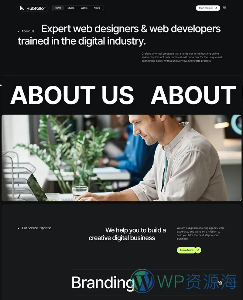 Hubfolio-数字机构设计公司HTML5网站模板插图11-WP资源海