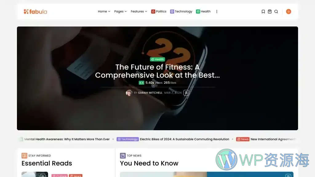Fabula-漂亮新颖的新闻杂志博客WordPress主题插图3-WP资源海