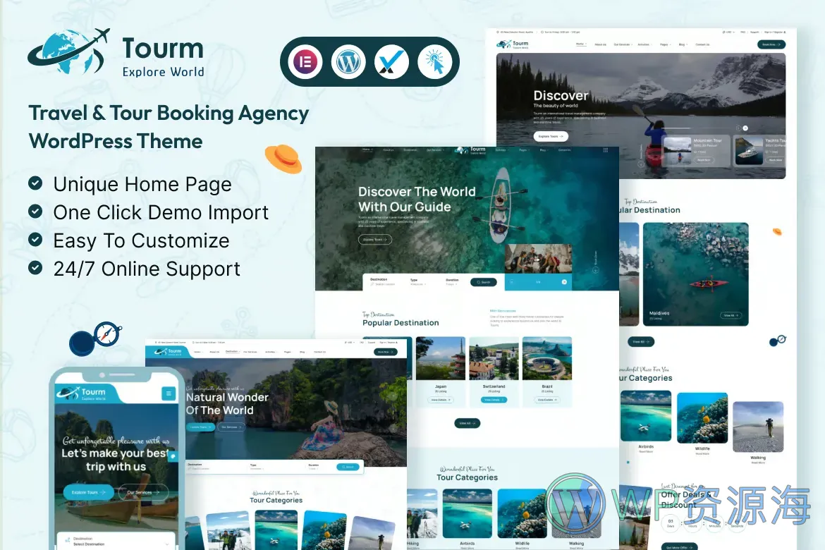 Tourm-超漂亮旅游行业网站模板WordPress主题插图1-WP资源海