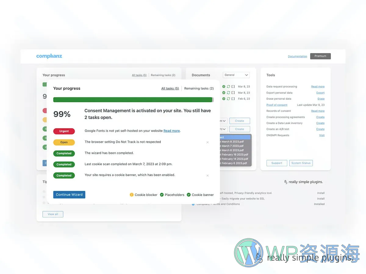 Complianz GDPR Premium-Cookie同意横幅WordPress插件插图1-WP资源海