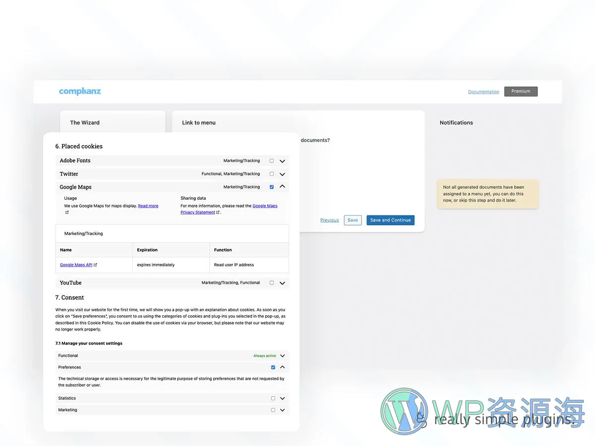 Complianz GDPR Premium-Cookie同意横幅WordPress插件插图7-WP资源海