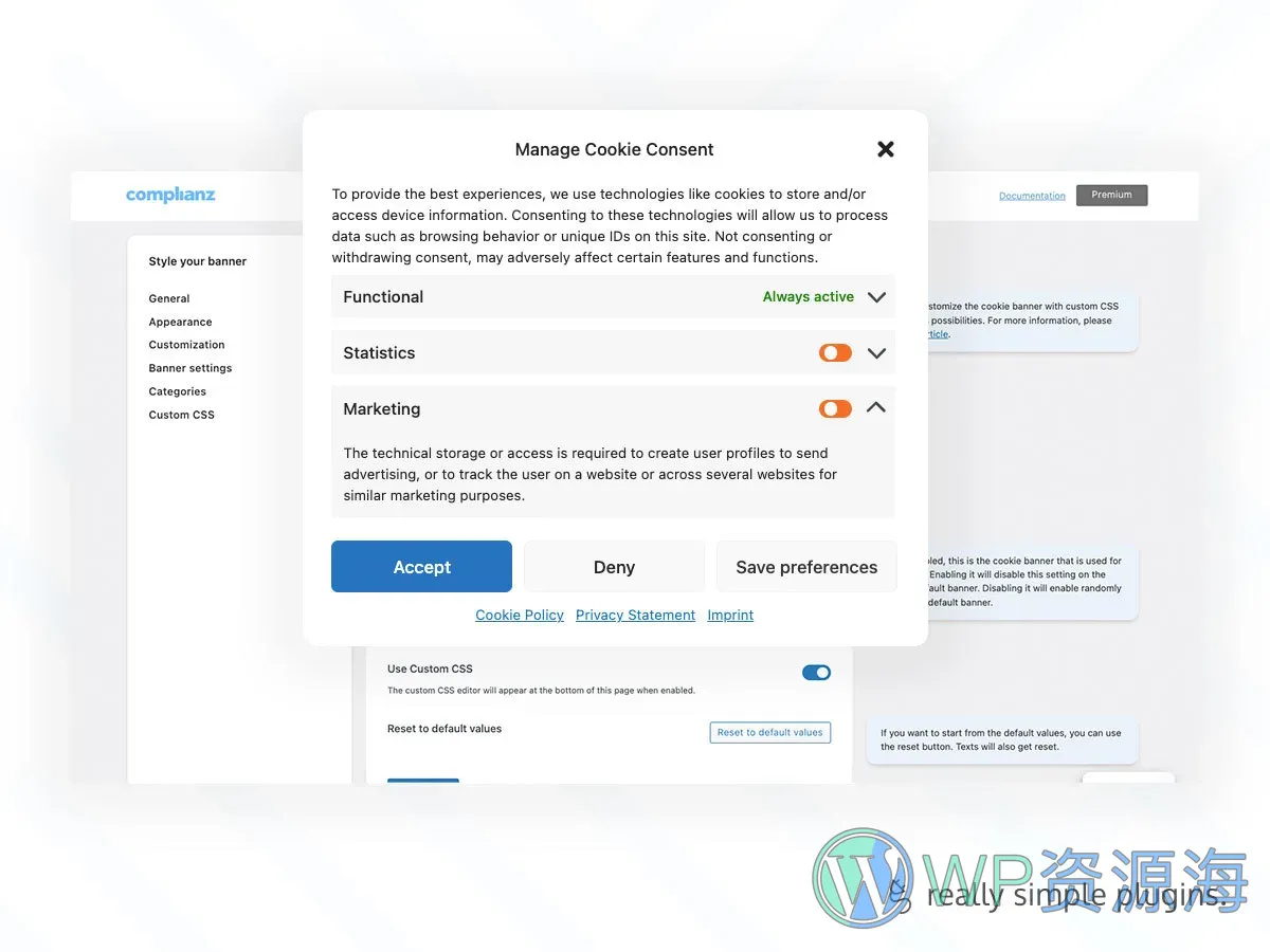 Complianz GDPR Premium-Cookie同意横幅WordPress插件插图4-WP资源海