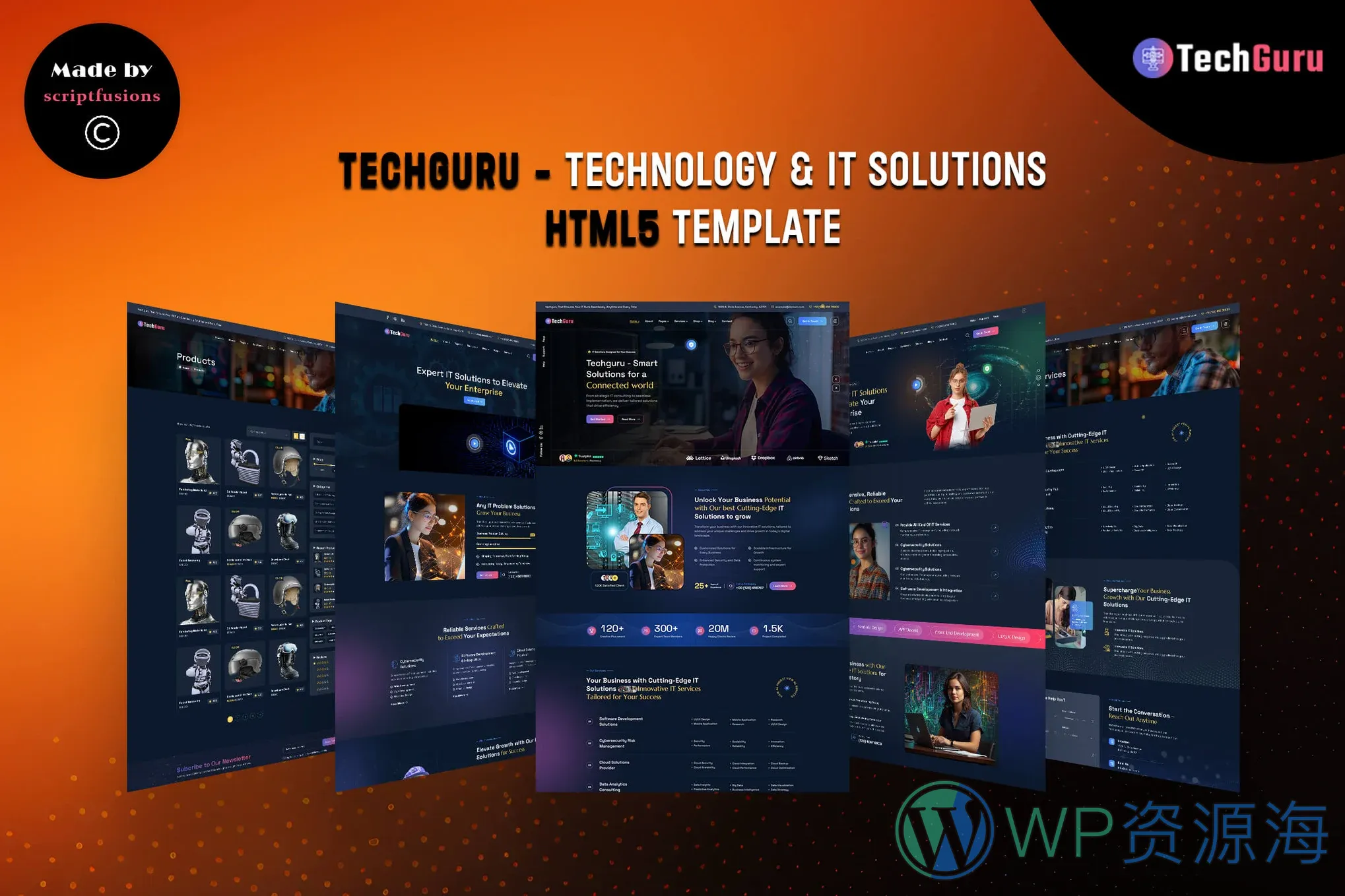 Techguru-深色有点酷科技公司网站HTML5模板插图1-WP资源海 Techguru-深色有点酷科技公司网站HTML5模板插图1-WP资源海