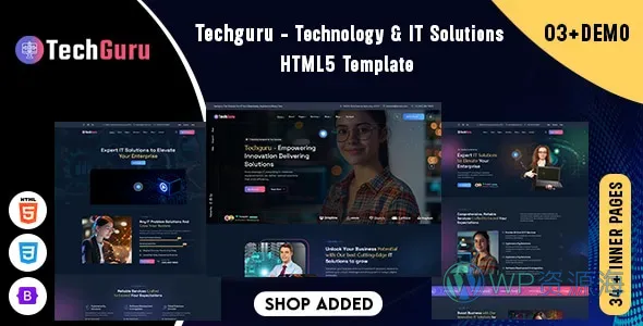 Techguru-深色有点酷科技公司网站HTML5模板插图-WP资源海 Techguru-深色有点酷科技公司网站HTML5模板插图-WP资源海