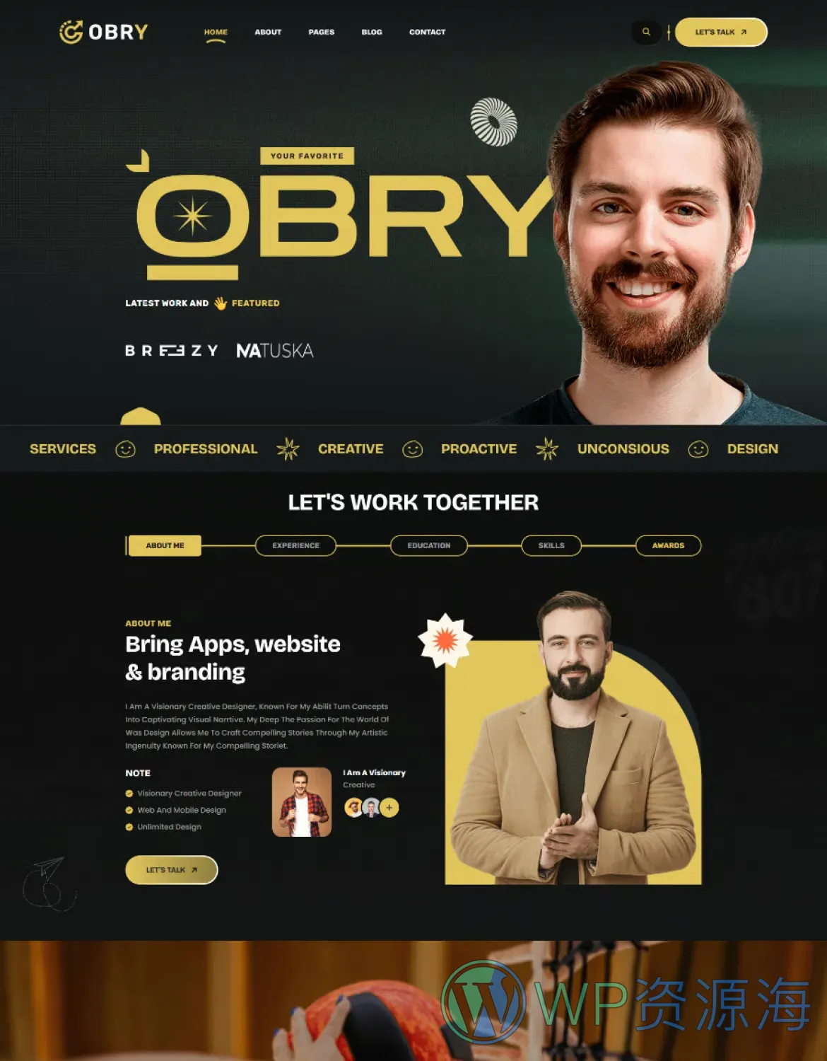 Obry-创意设计/项目作品展示HTML网站模板插图3-WP资源海