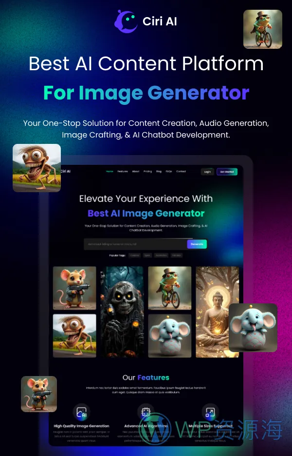 Ciri AI – AI画图AI图像生成网站HTML5模板插图3-WP资源海