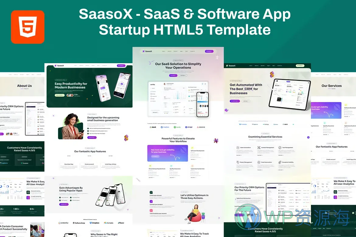 SaasoX-软件公司/SaaS平台/APP网站HTML5模板插图1-WP资源海