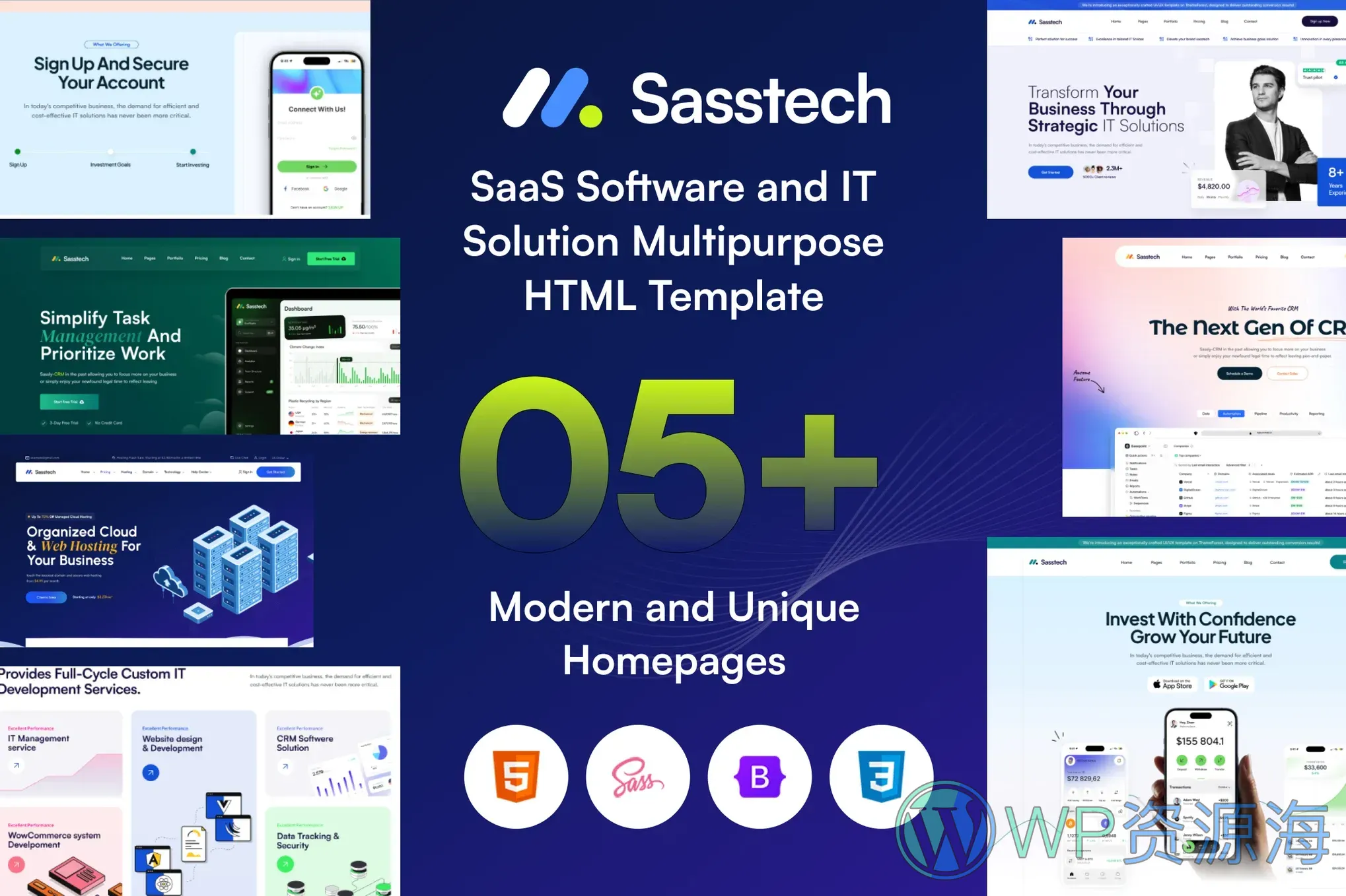 SassTech SaaS 软件APP科技公司HTML5网站模板插图-WP资源海