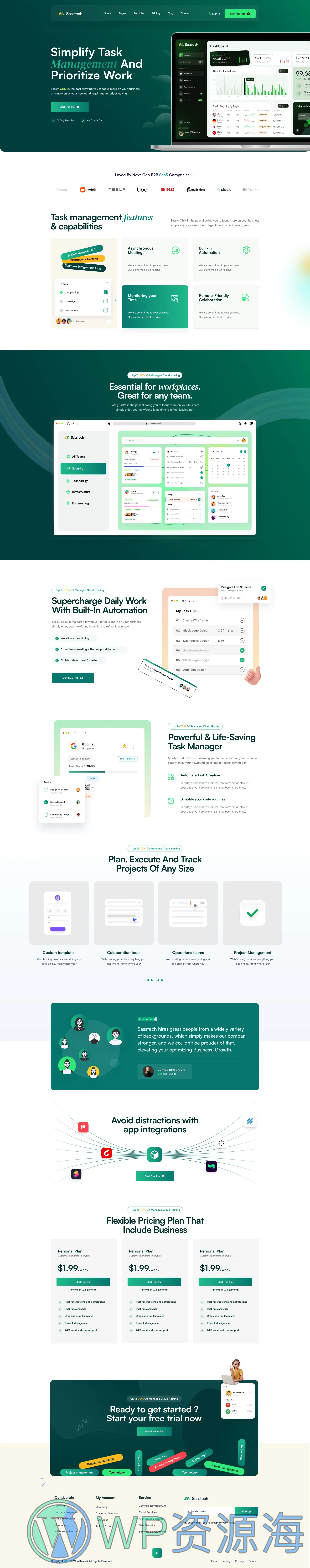 SassTech SaaS 软件APP科技公司HTML5网站模板插图3-WP资源海