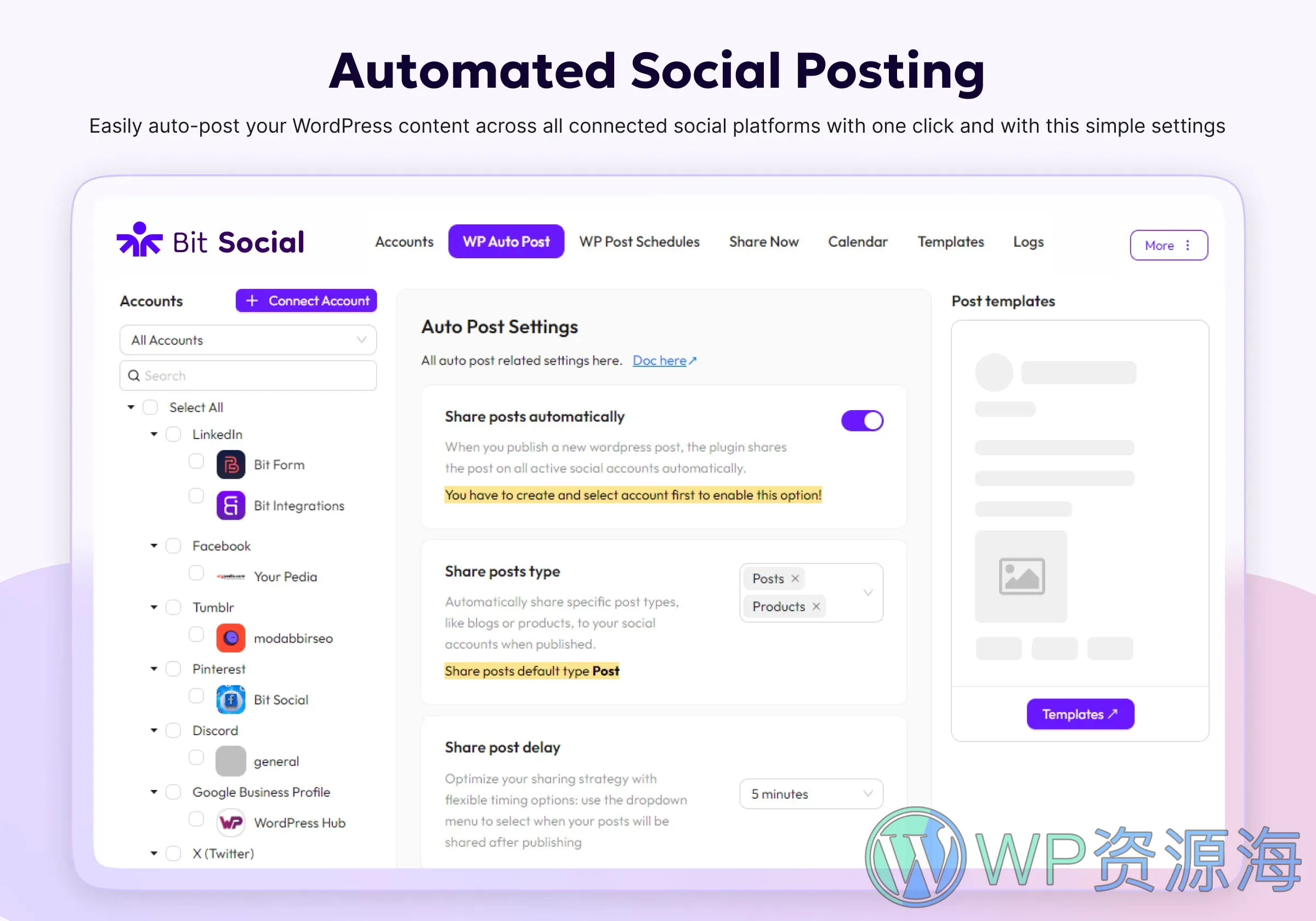 Bit Social Pro-社交媒体自动发步与分享WordPress插件插图3-WP资源海