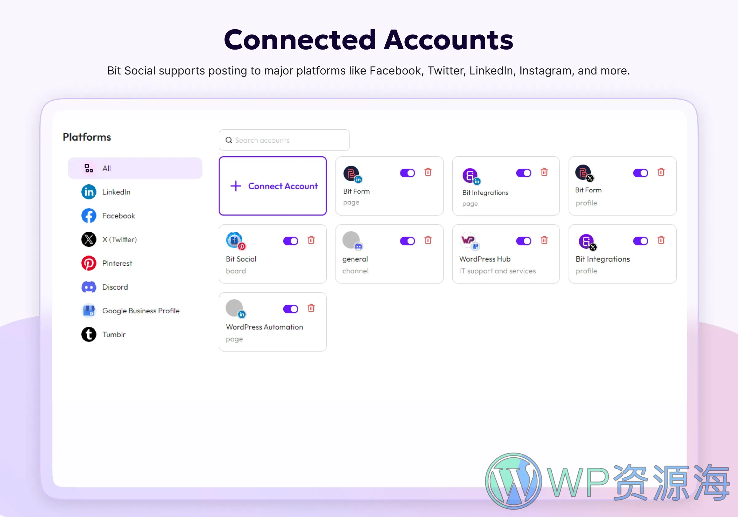 Bit Social Pro-社交媒体自动发步与分享WordPress插件插图6-WP资源海