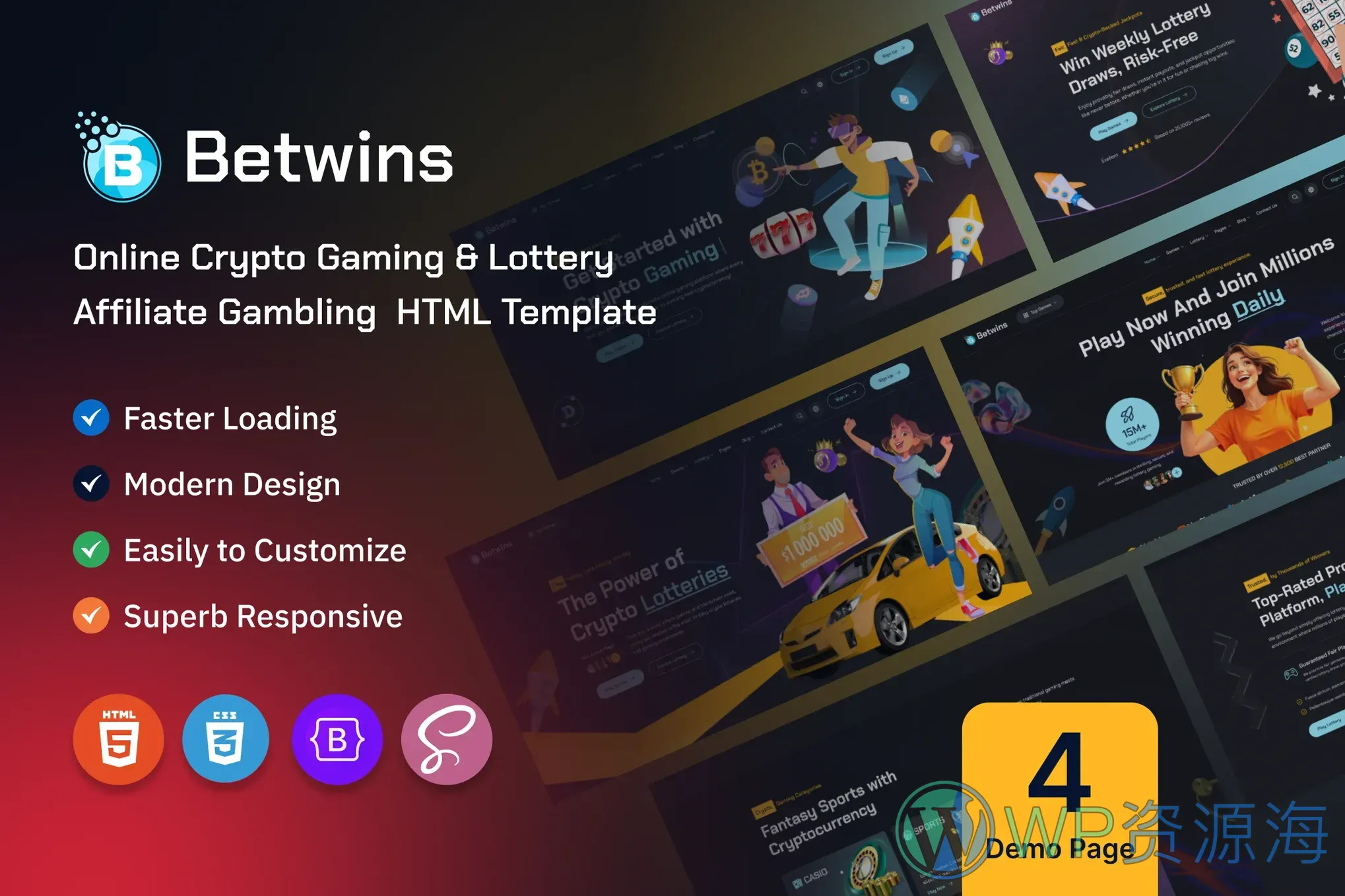 Betwins-加密游戏彩票棋牌娱乐网站HTML5模板插图-WP资源海