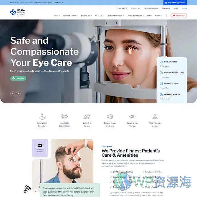 Hospa-医院诊所医疗商城检测中心WordPress主题插图4-WP资源海
