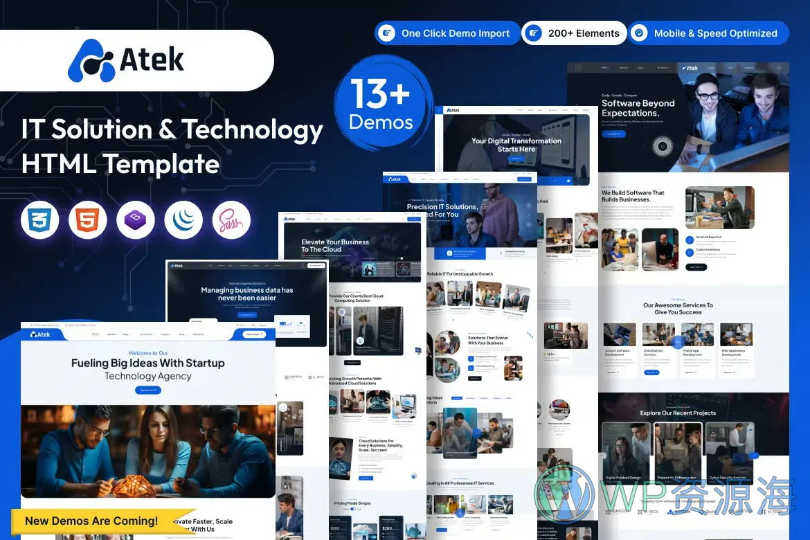 Atek-网络科技AI软件HTML5网站模板插图-WP资源海