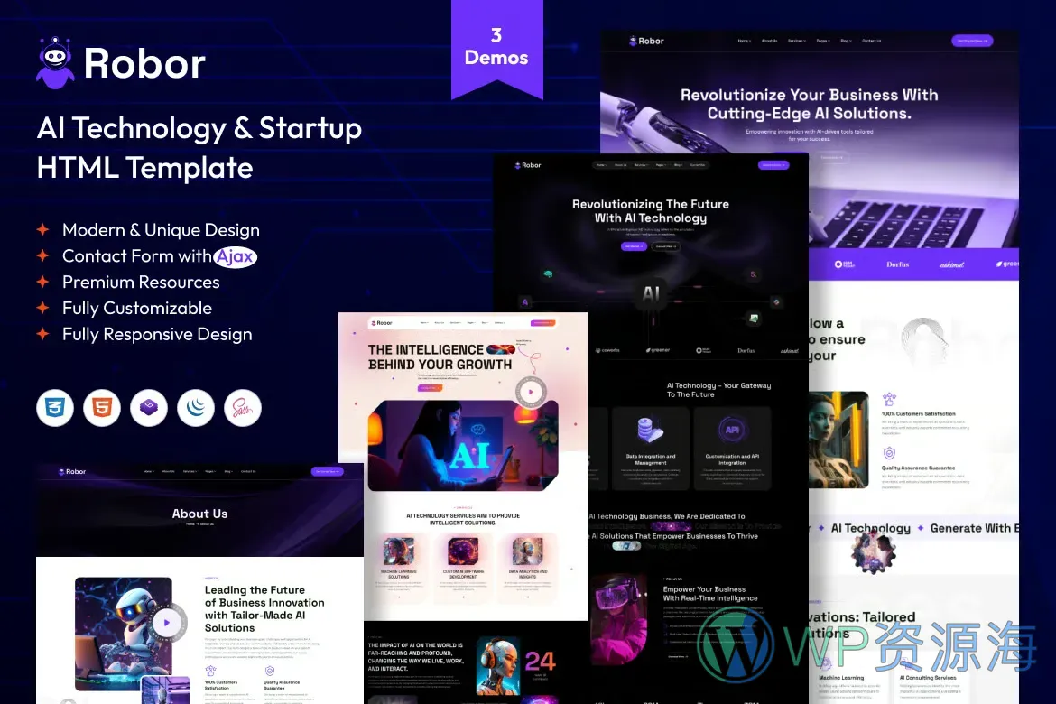 Robor-AI自动化业务AI软件HTML5网站模板插图-WP资源海