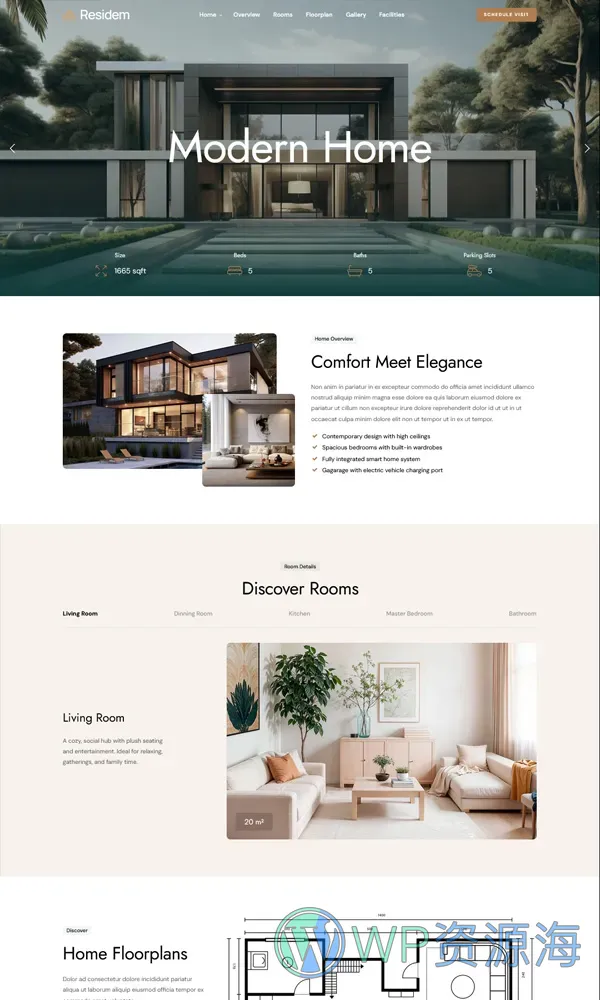 Residem-房地产房屋中介楼盘销售HTML5网站模板插图2-WP资源海