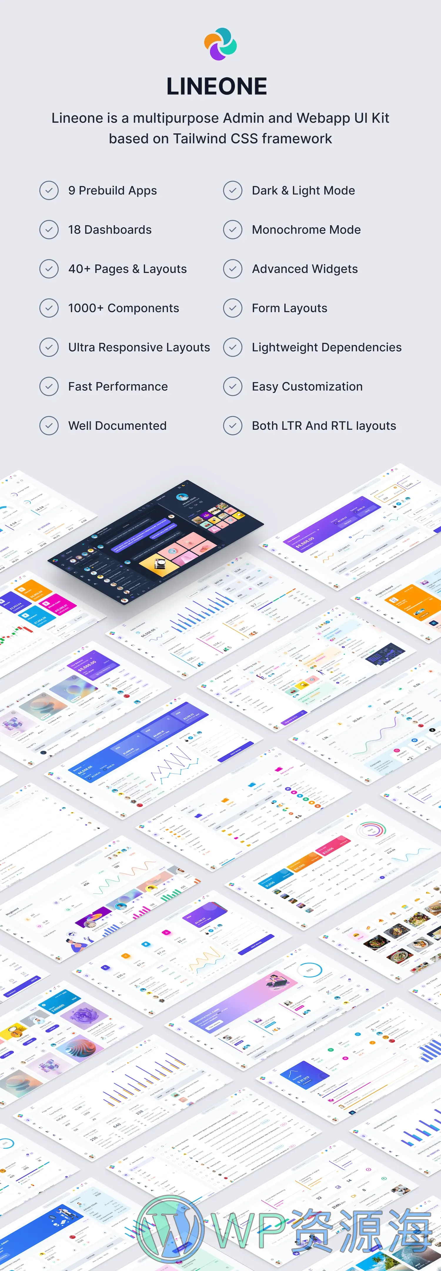 Lineone-设计新颖漂亮的管理员后台模板Tailwind+Laravel插图1-WP资源海