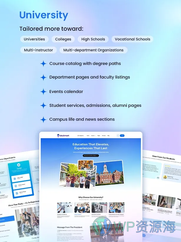 EduSmart-超漂亮在线课程大学教育网站WordPress主题插图3-WP资源海
