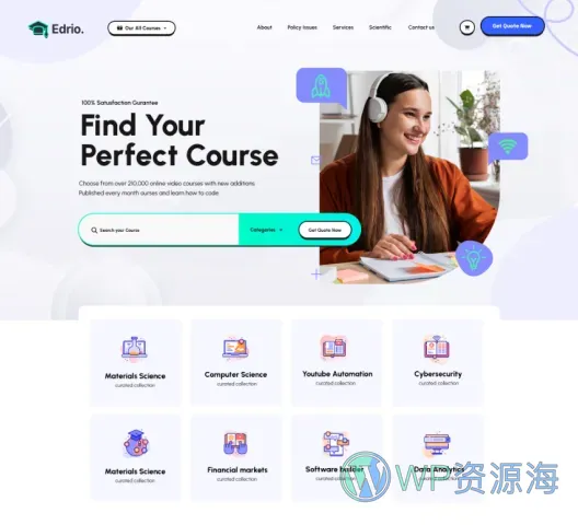 一款超漂亮的教育培训/在线课程网站HTML模板插图1-WP资源海
