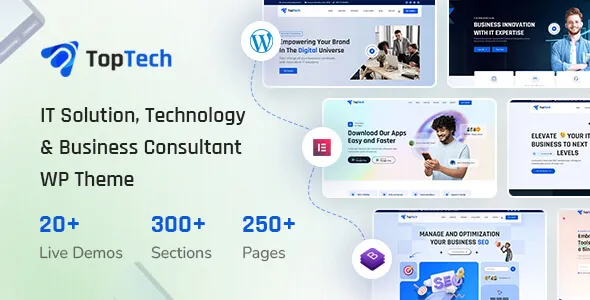 TopTech – 超漂亮蓝色科技公司网站模板 WordPress 主题