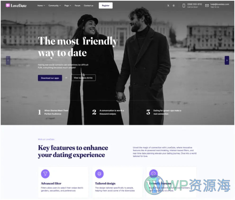 LoveDate-婚恋交友社交网站模板WordPress主题插图4-WP资源海