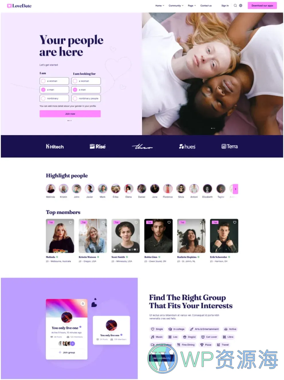 LoveDate-婚恋交友社交网站模板WordPress主题插图2-WP资源海