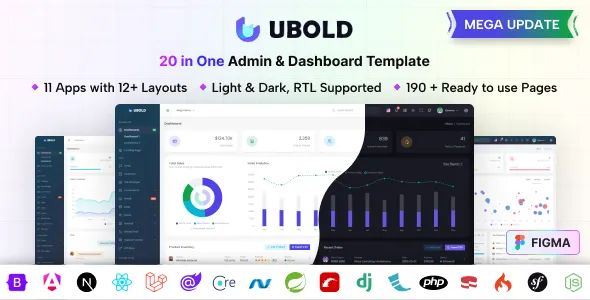 UBold-20合1多框架适配前端开发模板