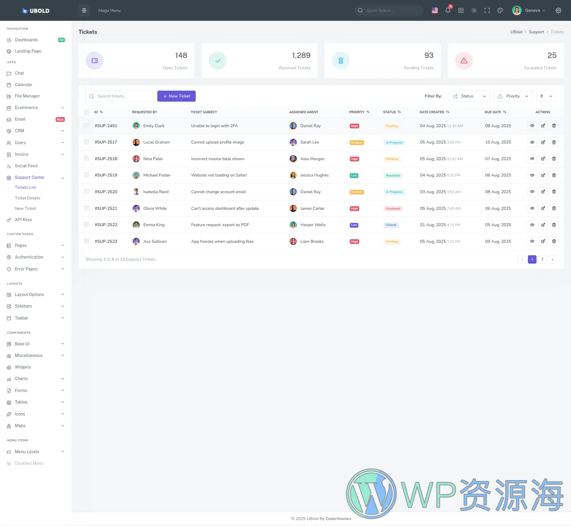 UBold-20合1多框架适配前端开发模板插图18-WP资源海 UBold-20合1多框架适配前端开发模板插图18-WP资源海