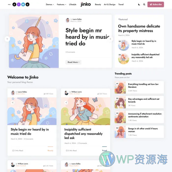 Jinko-为个人博客而生的极致WordPress主题插图2-WP资源海
