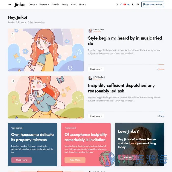 Jinko-为个人博客而生的极致WordPress主题插图5-WP资源海