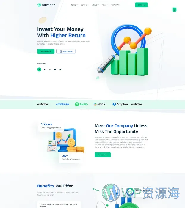 Bitrader-区块链/加密货币/股票外汇交易HTML模板插图1-WP资源海
