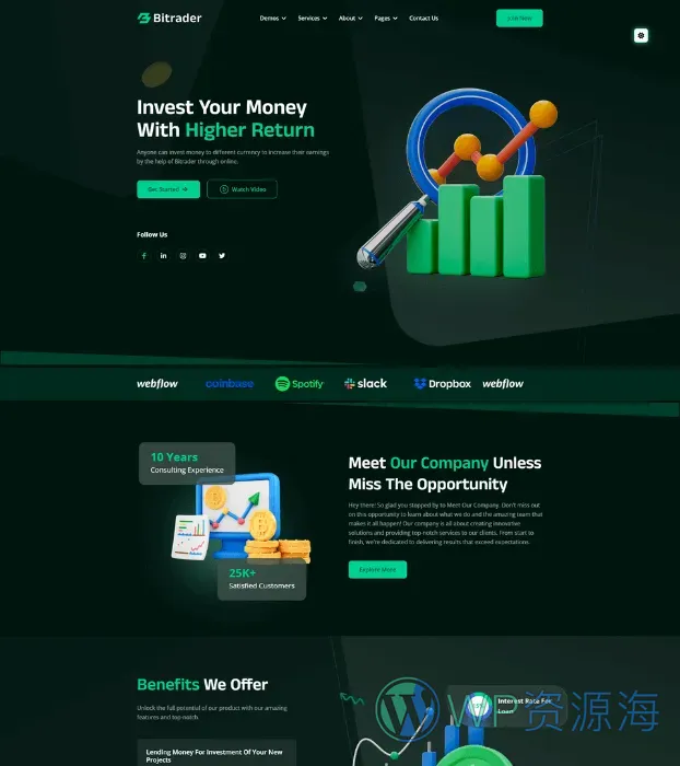 Bitrader-区块链/加密货币/股票外汇交易HTML模板插图2-WP资源海