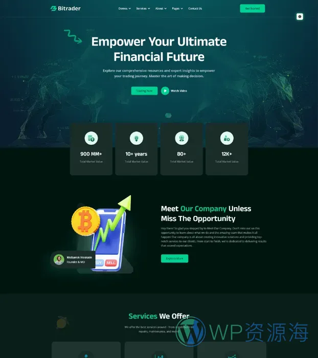 Bitrader-区块链/加密货币/股票外汇交易HTML模板插图8-WP资源海