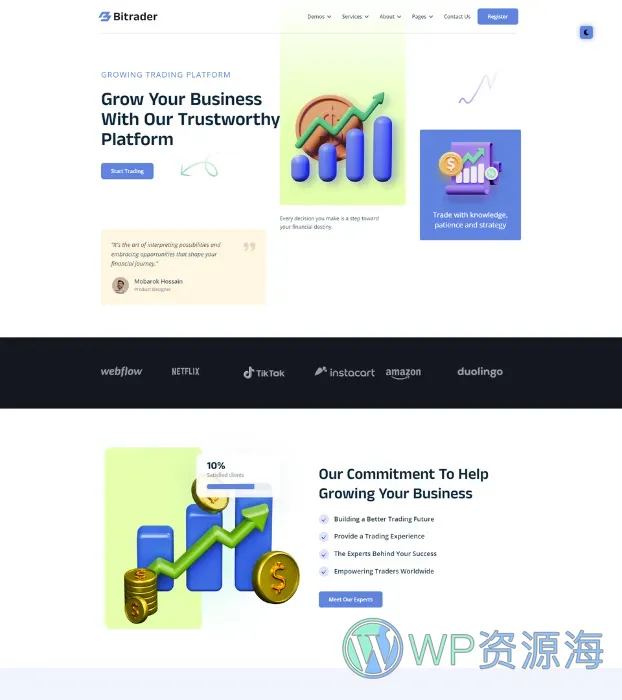 Bitrader-区块链/加密货币/股票外汇交易HTML模板插图9-WP资源海