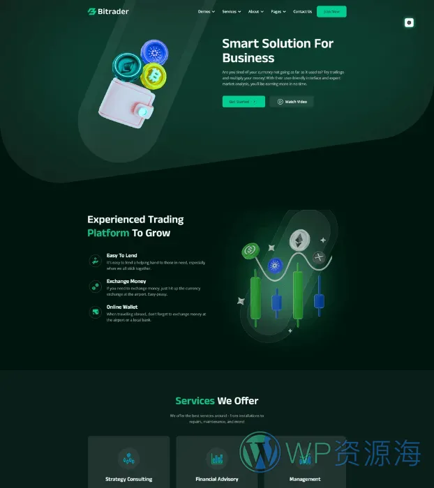 Bitrader-区块链/加密货币/股票外汇交易HTML模板插图4-WP资源海