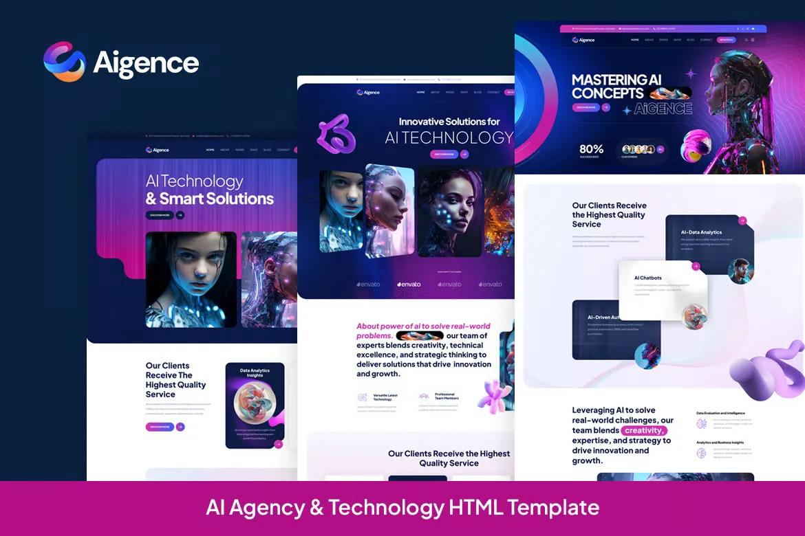 Aigence-专为AI与科技企业打造的高端HTML模板