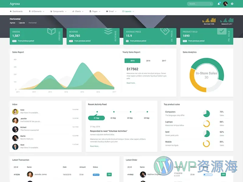 Agroxa-Material Design风格后台管理HTML5模板插图15-WP资源海