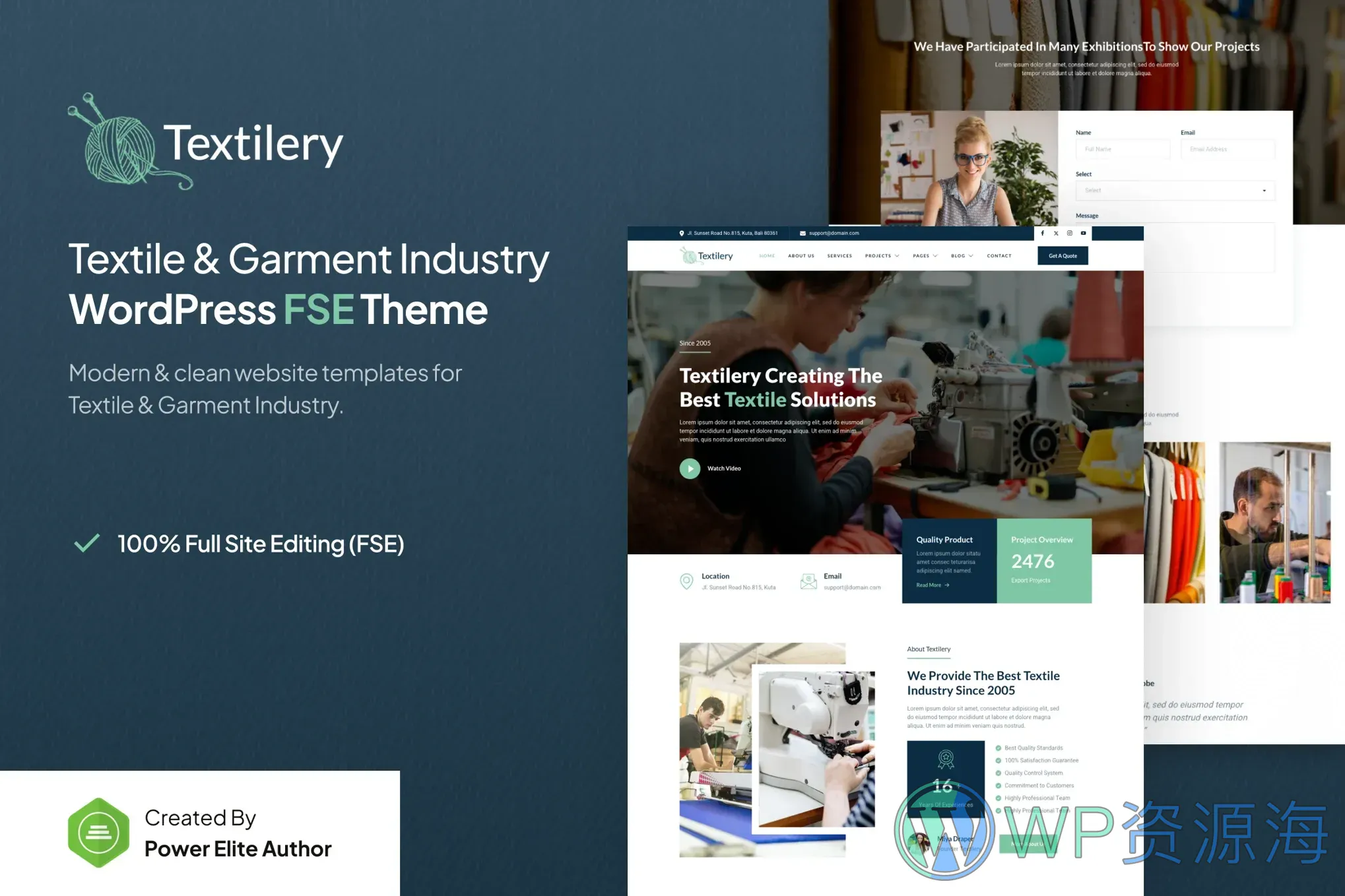Textilery-纺织工厂纺纱服装行业WordPress主题插图-WP资源海 Textilery-纺织工厂纺纱服装行业WordPress主题插图-WP资源海