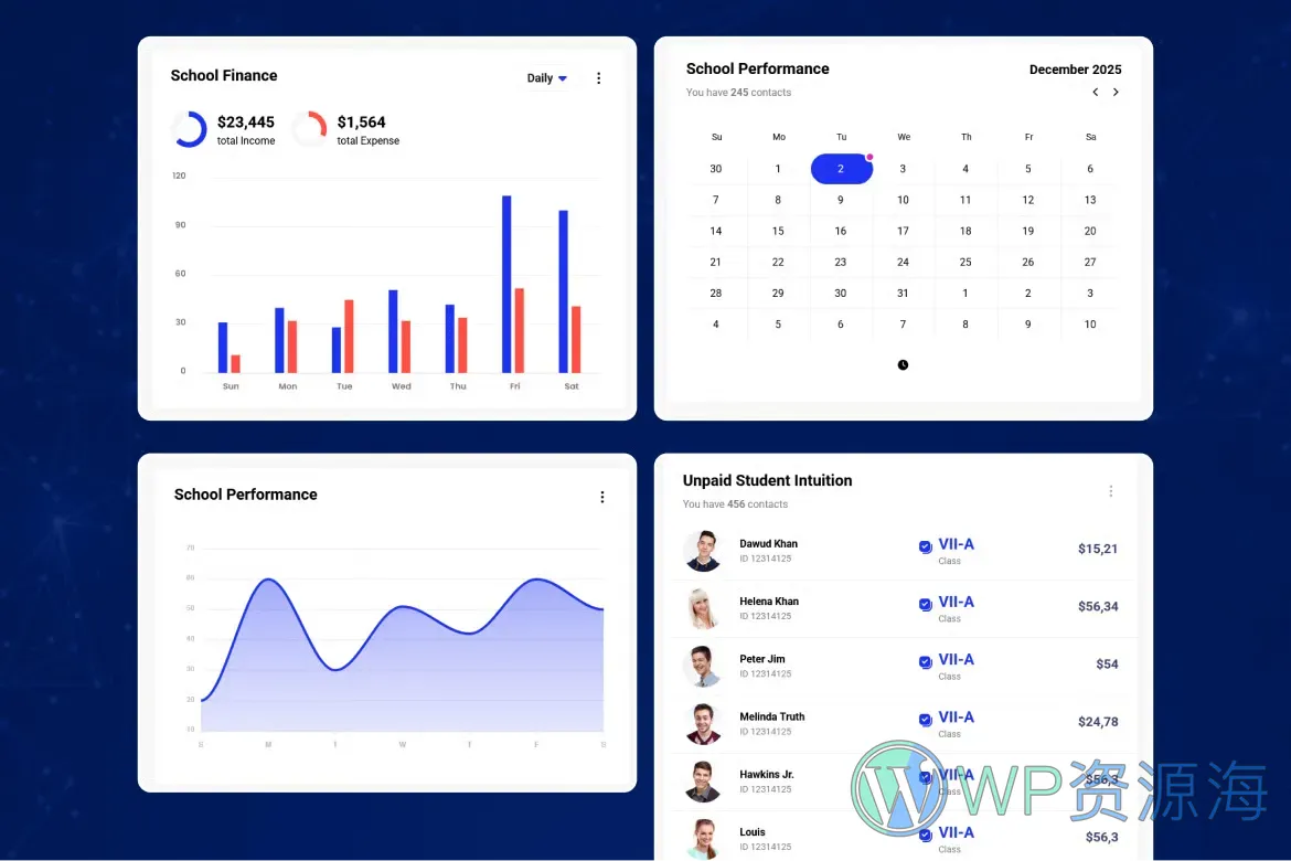 Owlio-学校教育管理系统模板+PHP后台源码插图2-WP资源海
