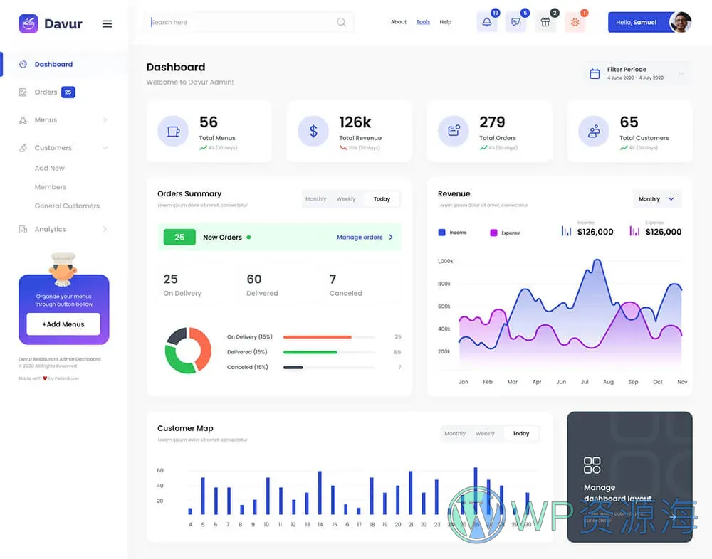 Davur-专为餐饮行业打造的一站式后台管理与前端展示模板插图3-WP资源海 Davur-专为餐饮行业打造的一站式后台管理与前端展示模板插图3-WP资源海