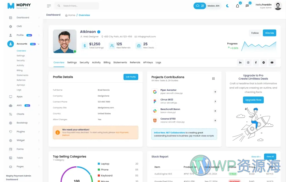 Mophy-超漂亮的金融支付管理系统HTML模板插图12-WP资源海 Mophy-超漂亮的金融支付管理系统HTML模板插图12-WP资源海
