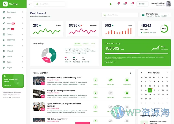 Ventic-活动演出售票业务系统管理后台模板插图9-WP资源海 Ventic-活动演出售票业务系统管理后台模板插图9-WP资源海